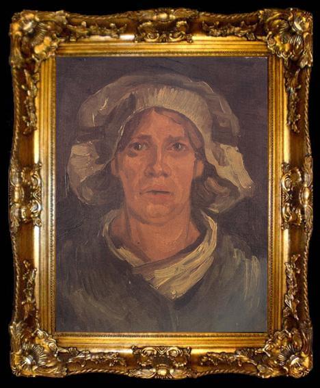 framed  Vincent Van Gogh Head of a Peasant Woman with White Cap (nn04), ta009-2